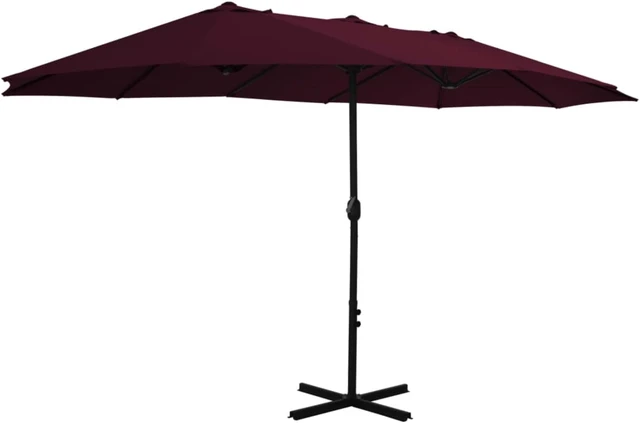 Alt view image 3 of 13 - vidaXL Outdoor Parasol with Aluminum Pole 181.1"x106.3" Bordeaux Red