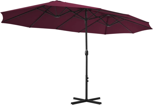 Alt view image 5 of 13 - vidaXL Outdoor Parasol with Aluminum Pole 181.1"x106.3" Bordeaux Red