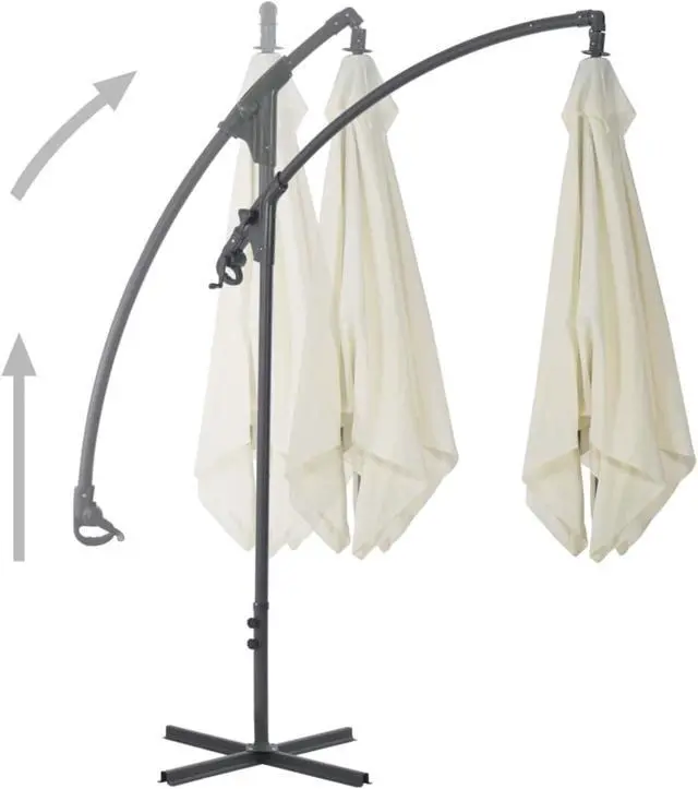 Alt view image 6 of 18 - vidaXL Cantilever Umbrella with Steel Pole 118.1" Sand
