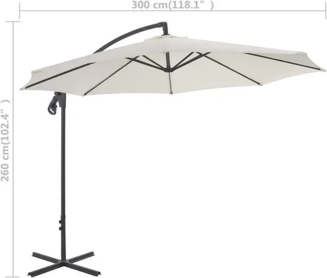 Alt view image 7 of 18 - vidaXL Cantilever Umbrella with Steel Pole 118.1" Sand