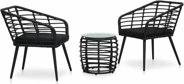 Alt view image 5 of 15 - vidaXL Bistro Set Black, Transparent