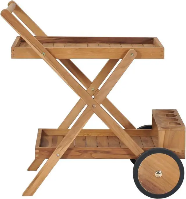 Alt view image 3 of 13 - vidaXL Tea Trolley Solid Teak Wood