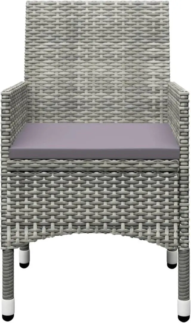 Alt view image 4 of 13 - vidaXL 3 Piece Garden Bistro Set Poly Rattan and Tempered Glass Gray