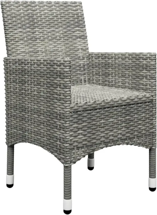 Alt view image 6 of 13 - vidaXL 3 Piece Garden Bistro Set Poly Rattan and Tempered Glass Gray