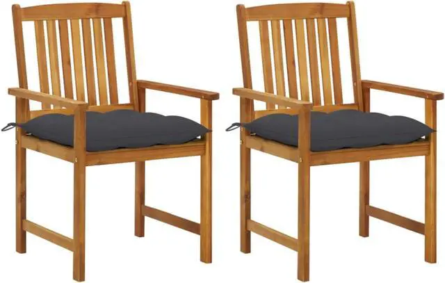 Main image of vidaXL Director's Chairs with Cushions 2 pcs Solid Acacia Wood