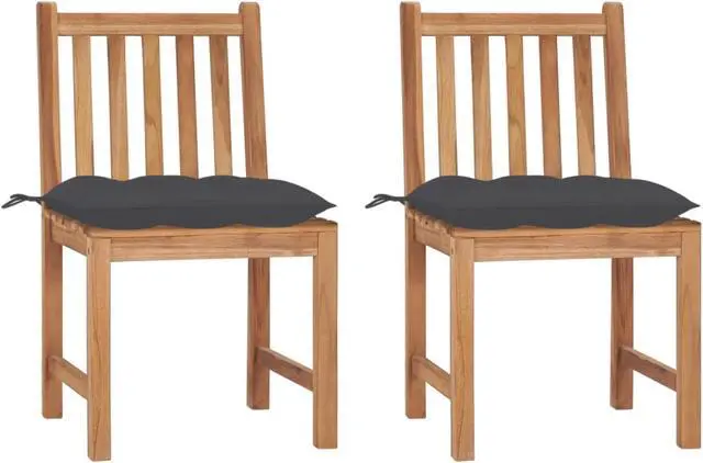 Main image of vidaXL Garden Chairs 2 pcs with Cushions Solid Teak Wood