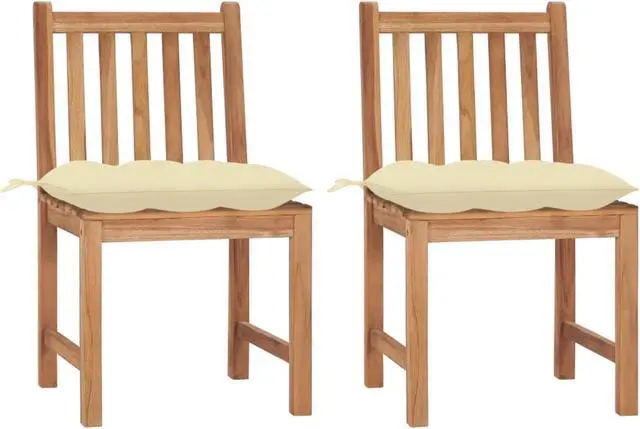 Main image of vidaXL Garden Chairs 2 pcs with Cushions Solid Teak Wood