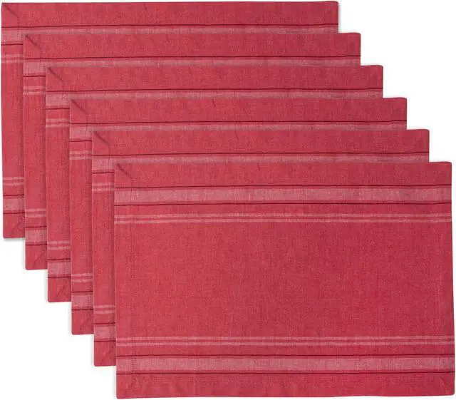 Main image of DII Red Chambray French Stripe Placemat (Set of 6)