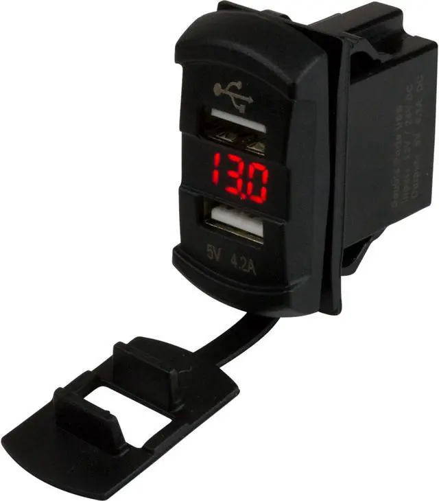Alt view image 2 of 5 - Sea-Dog Dual USB Rocker Switch Style Voltmeter w/Hidden Display
