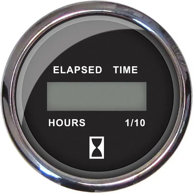 Alt view image 4 of 6 - Faria 2" Hourmeter 10,000 Hours Digital, 12-32VDC - Chesapeake Black w/Stainless Steel Bezel