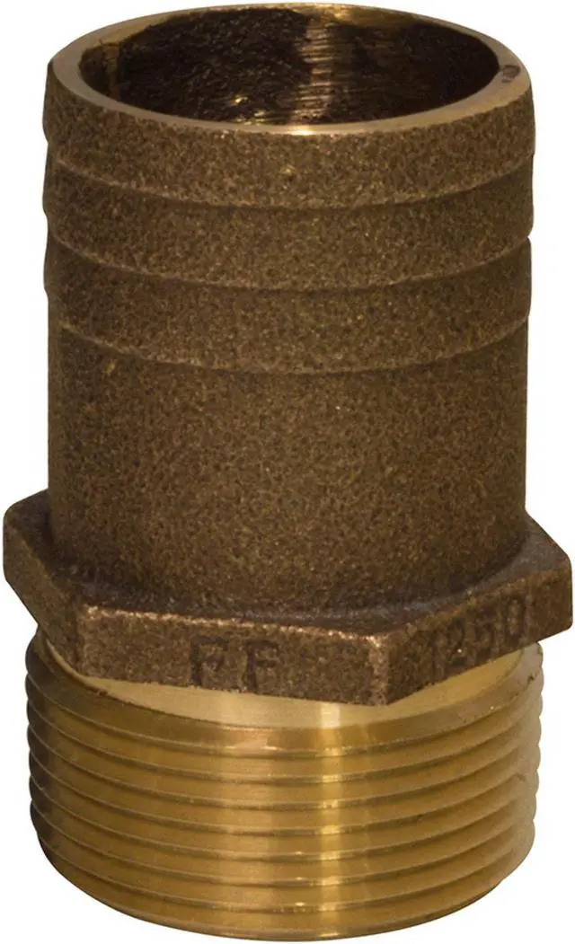 Alt view image 3 of 5 - Groco 3/4" Npt X 1" Bronze Full Flow Pipe To Hose Straight Fitting