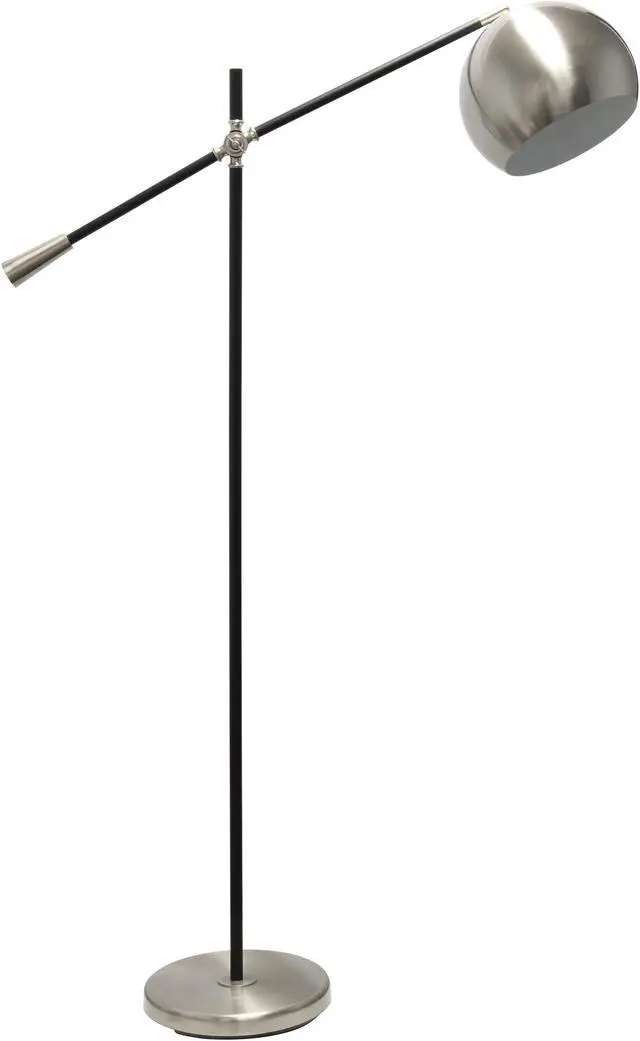 Alt view image 2 of 8 - Lalia Home Black Matte Swivel Floor Lamp with Inner White Dome Shade