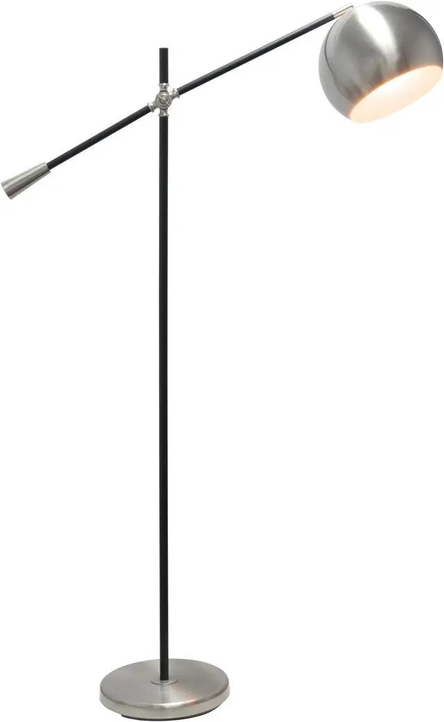 Alt view image 3 of 8 - Lalia Home Black Matte Swivel Floor Lamp with Inner White Dome Shade