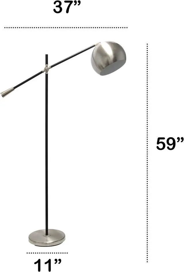 Alt view image 5 of 8 - Lalia Home Black Matte Swivel Floor Lamp with Inner White Dome Shade