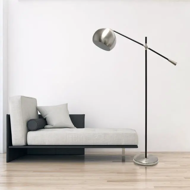 Alt view image 7 of 8 - Lalia Home Black Matte Swivel Floor Lamp with Inner White Dome Shade
