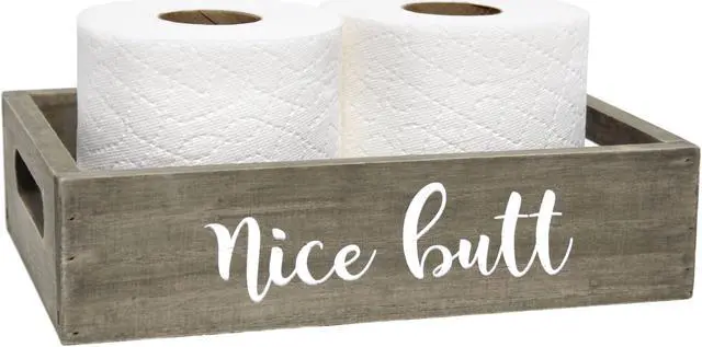 Alt view image 19 of 20 - Elegant Designs Three Piece Decorative Wood Bathroom Set, Small, Cheeky  (1 Towel Holder, 1 Frame, 1 Toilet Paper Holder)