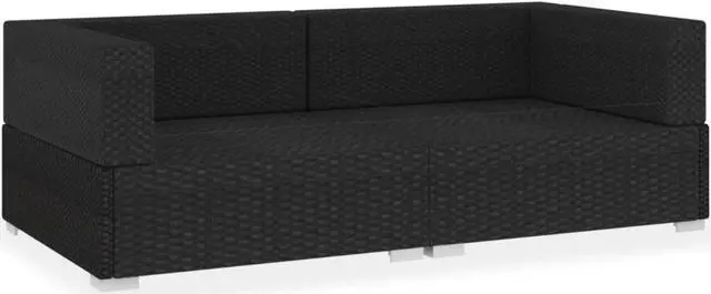 Alt view image 9 of 13 - vidaXL 2 Seater Sofa Couch with Cushions Patio Wicker Love Seat PE Rattan Black