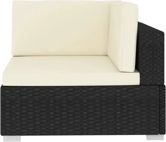 Alt view image 11 of 13 - vidaXL 2 Seater Sofa Couch with Cushions Patio Wicker Love Seat PE Rattan Black