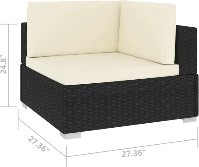 Alt view image 12 of 13 - vidaXL 2 Seater Sofa Couch with Cushions Patio Wicker Love Seat PE Rattan Black