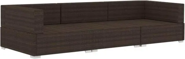 Alt view image 3 of 18 - vidaXL 3 Piece Garden Sofa Set with Cushions Poly Rattan Brown