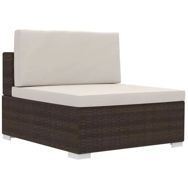 Alt view image 4 of 18 - vidaXL 3 Piece Garden Sofa Set with Cushions Poly Rattan Brown