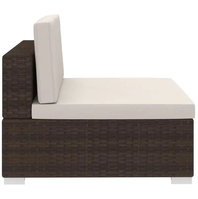 Alt view image 5 of 18 - vidaXL 3 Piece Garden Sofa Set with Cushions Poly Rattan Brown