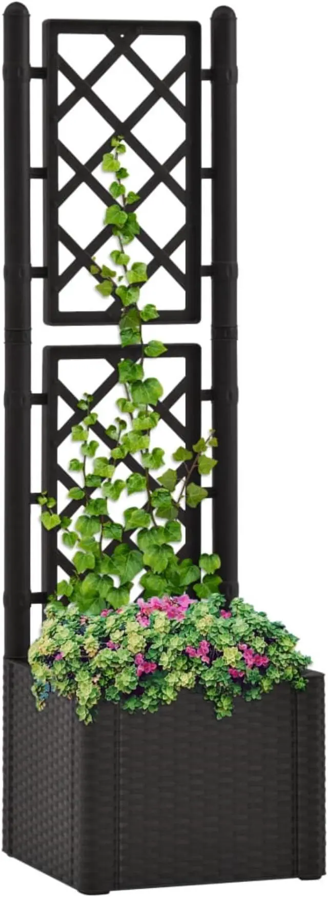 Alt view image 8 of 13 - vidaXL Garden Raised Bed with Trellis and Self Watering System Anthracite