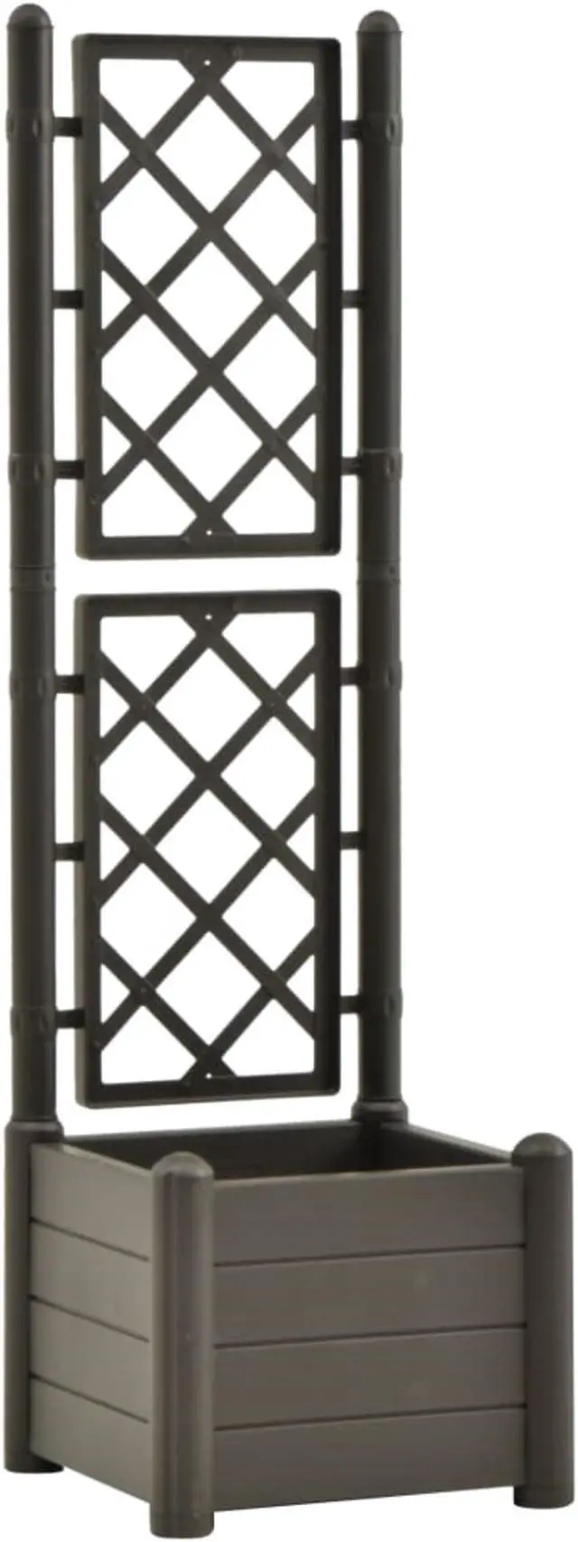 Alt view image 6 of 10 - vidaXL Garden Planter with Trellis 16.9"x16.9"x55.9" PP Anthracite