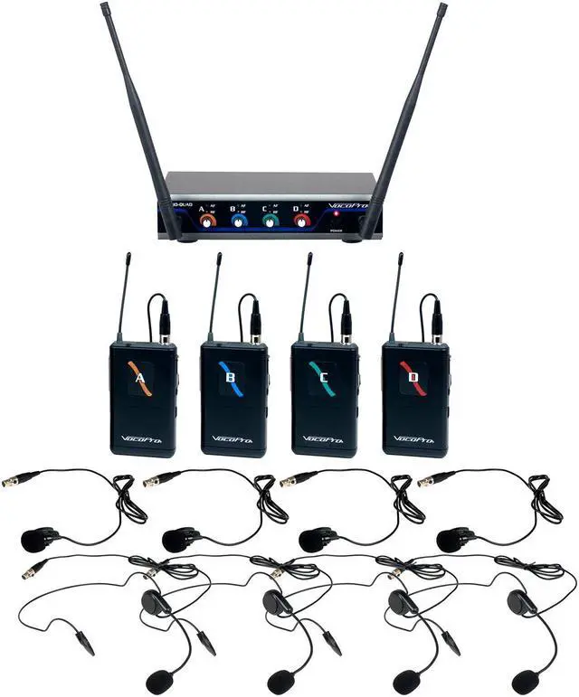 Alt view image 6 of 10 - VocoPro Digital-Quad-B 4-Ch UHF Headset & Lapel Mic System, 903.1 to 912.2MHz