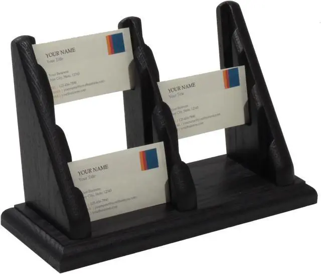 Alt view image 2 of 5 - Wooden Mallet 6 Pocket Countertop Business Card Holder, Black
