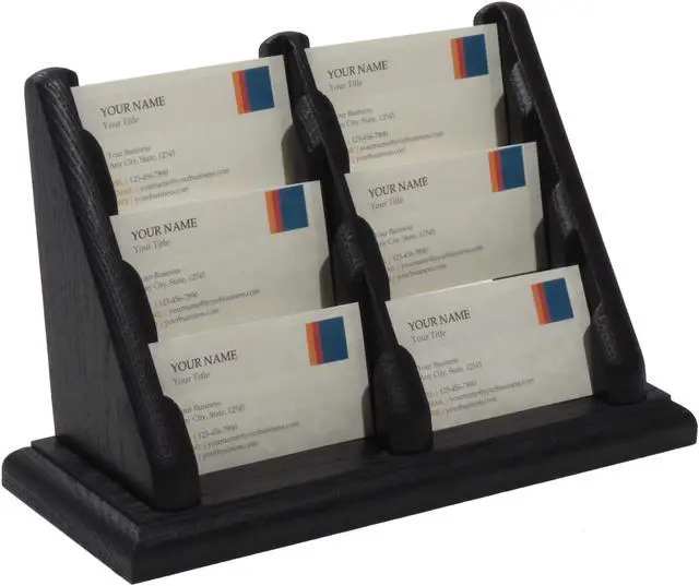 Alt view image 3 of 5 - Wooden Mallet 6 Pocket Countertop Business Card Holder, Black
