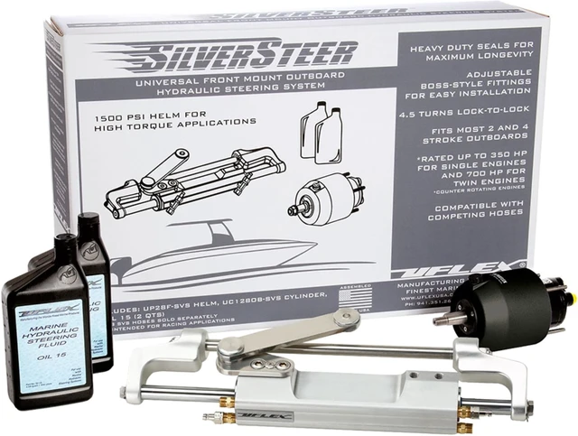 Alt view image 2 of 5 - Uflex Usa SILVERSTEER2TB Uflex Silversteer Universal Front Mount Outboard Hydraulic Tilt Steering System - 1500psi V2