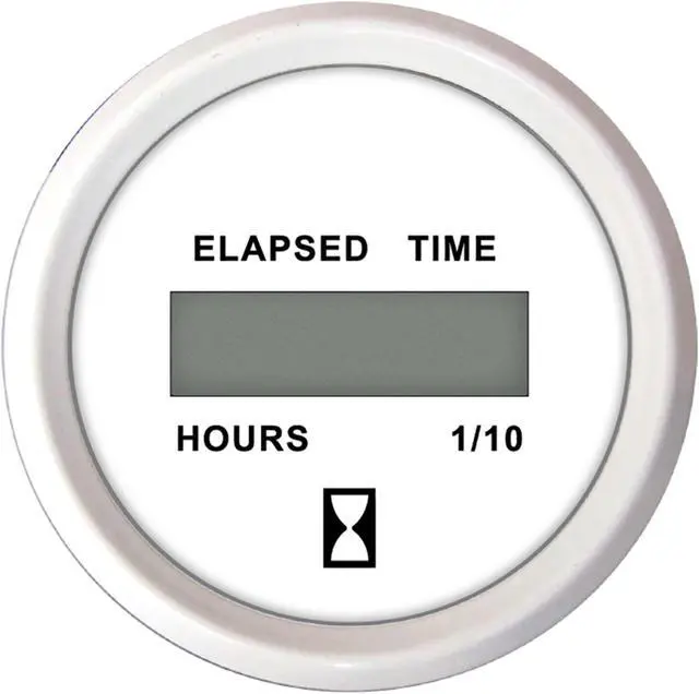 Alt view image 2 of 4 - Faria 2" Hourmeter (Digital) 10,000 Hours 12-32VDC Dress White - Retail Package