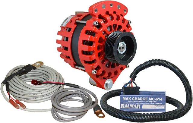 Alt view image 2 of 4 - Balmar Alternator 1-2" Single Foot K6 Serpentine Pulley Regulator & Temp Sensor - 170A Kit - 12V