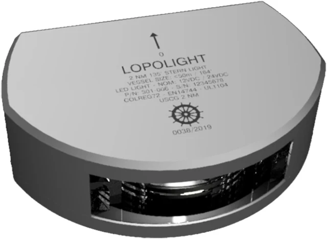 Alt view image 6 of 7 - Lopolight 135° Stern Light - 2Nm - Silver Housing - Single - Vertical Mount