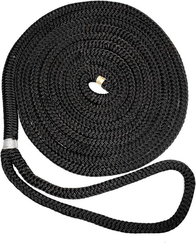 Alt view image 6 of 6 - New England Ropes 3/8" X 15' Nylon Double Braid Dock Line - Black