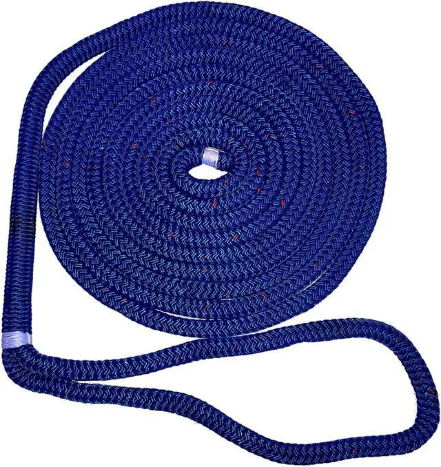 Alt view image 9 of 9 - New England Ropes 3/8" X 15' Nylon Double Braid Dock Line - Blue w/Tracer
