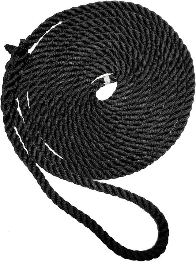 Alt view image 8 of 8 - New England Ropes 1/2" X 15' Premium Nylon 3 Strand Dock Line - Black