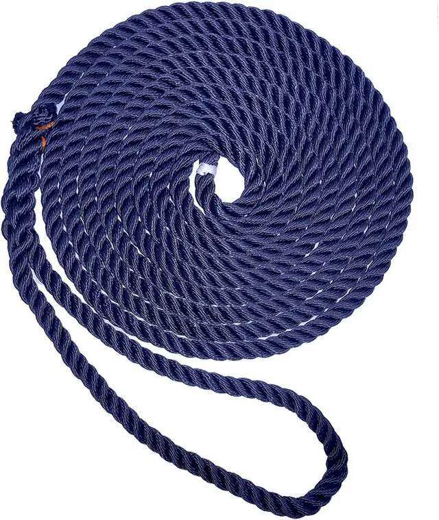 Alt view image 8 of 8 - New England Ropes 5/8" X 15' Premium Nylon 3 Strand Dock Line - Navy Blue