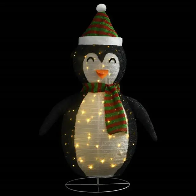 Alt view image 9 of 13 - vidaXL Christmas Decoration Xmas Snow Penguin Figure with LEDs Luxury Fabric
