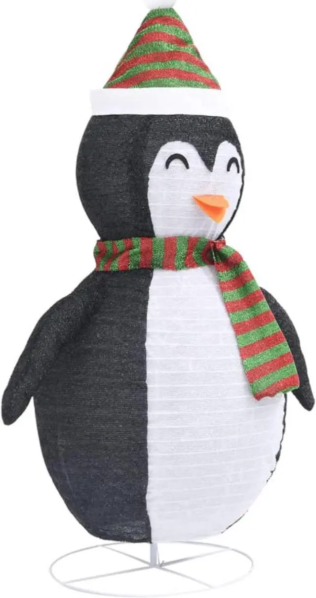 Alt view image 13 of 13 - vidaXL Christmas Decoration Xmas Snow Penguin Figure with LEDs Luxury Fabric