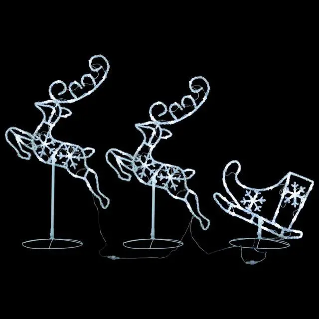 Alt view image 9 of 13 - vidaXL Christmas Reindeer and Sleigh Christmas Lighting Acrylic Cold White