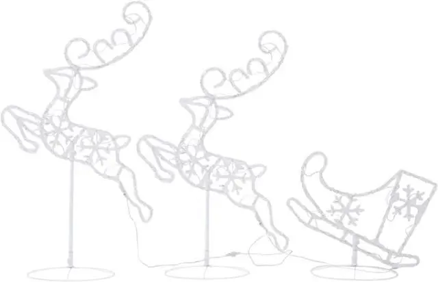 Alt view image 11 of 13 - vidaXL Christmas Reindeer and Sleigh Christmas Lighting Acrylic Cold White
