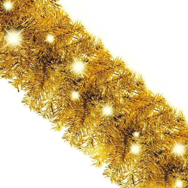 Alt view image 12 of 13 - vidaXL Christmas Garland Decoration Artificial Garland with LED Lights Gold