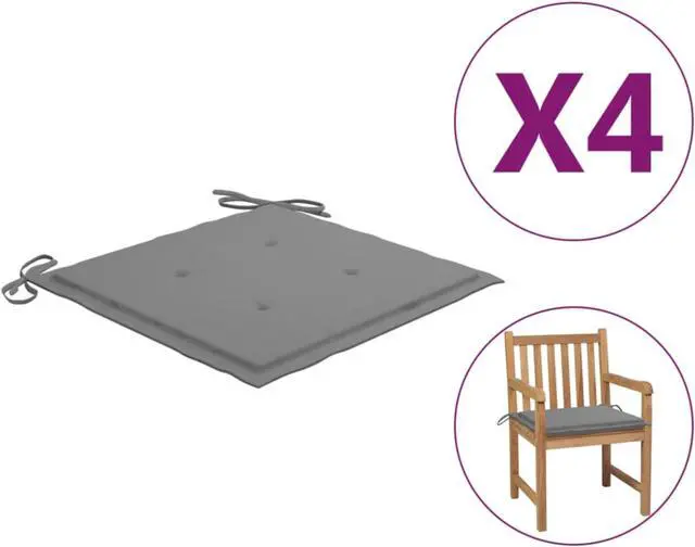 Alt view image 4 of 16 - vidaXL Chair Cushion 4 Pcs Outdoor Patio Seat Cushion Pad Gray Oxford Fabric