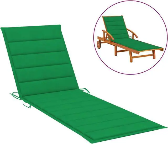 Alt view image 4 of 17 - vidaXL Sun Lounger Cushion Green 78.7" Fabric Outdoor Patio Lounge Seating Pad