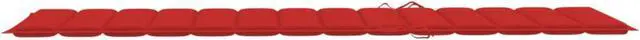 Alt view image 9 of 16 - vidaXL Sun Lounger Cushion Red 78.7"x23.6"x1.2" Fabric