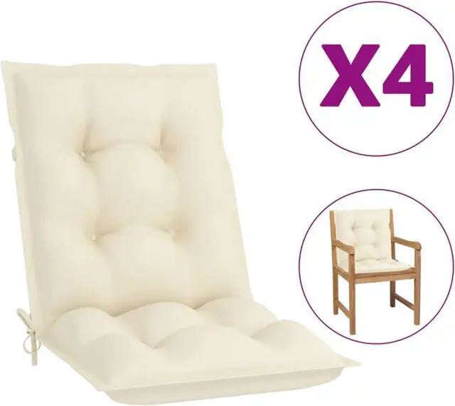 Alt view image 7 of 12 - vidaXL Chair Cushion 4 Pcs Outdoor Patio Chair Cushion Seat Pad Cream Fabric
