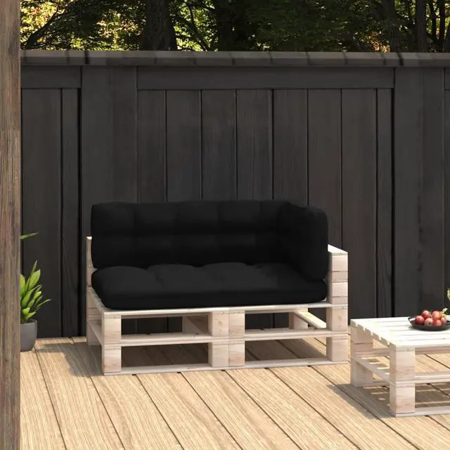 Alt view image 8 of 12 - vidaXL Chair Cushion 3 Pcs Outdoor Pallet Seat Cushion Sofa Pad Black Fabric