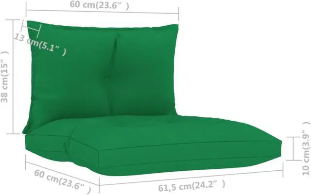 Alt view image 9 of 13 - vidaXL Chair Cushion 2 Pcs Outdoor Pallet Seat Cushion Sofa Pad Green Fabric